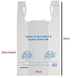 Sac en plastique T-shirt avec logo imprimé merci sac en plastique pour l'alimentation de supermarché, taille personnalisée - Product Image 6