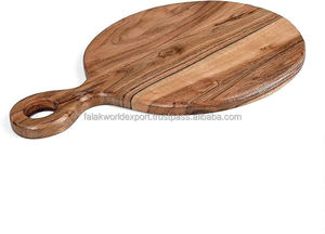 Natural Acacia Wood Cutting Board for <b>Vegetables</b> Meat Large Round Cheese Board Decorative Wooden Serving Boards for Kitchen FWE - Product Image 3