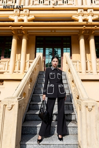 ชุดเบลเซอร์คอเต่าสำหรับผู้หญิง, แจ็คเก็ตคอเสื้อเบลเซอร์คอปก75% ผ้าฝ้าย25% ผ้าลินินพร้อมเข็มขัด - Product Image 2