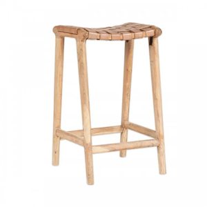 Tabouret de bar en teck massif de qualité supérieure pour l'intérieur et l'extérieur, mobilier d'accueil avec structure durable - Product Image 1