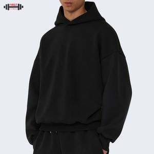 Coupe régulière unisexe en vrac Streetwear noir de haute qualité 100% coton polaire lourd blanc recadrée hiver sweat à capuche hommes 300 grammes - Product Image 5