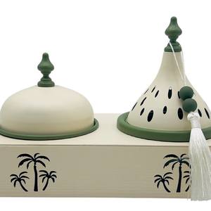 Quemador de Incienso de Doble Ranura con Diseño de Palmera Verde, Mabkhara con Caja de Almacenamiento, Diseño Árabe para Uso en el Hogar de Oriente Medio y el Golfo, Regalo - Product Image 6