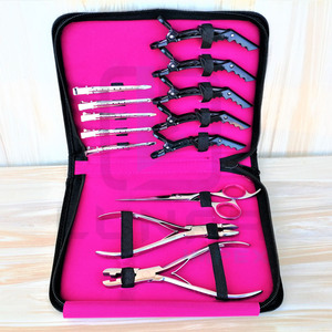 เทปคุณภาพสูงในคีมต่อผมในการตกแต่งด้วยเงินขัดเงาพร้อมเคสสีชมพูร้อนและให้โลโก้ที่กำหนดเองฟรี - Product Image 2