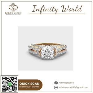 Anillos de Compromiso y Boda de Oro Sólido de 14k y 18k con Diamante VVS Creado en Laboratorio (CVD) Certificado por IGI, Juego para Pareja Nupcial para Hombre y Mujer - Product Image 6