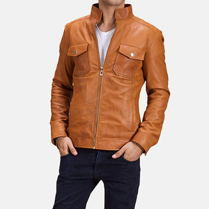 New Design Men's Leather Jacket Stand Front <b>Waterproof</b> Lightweight Soft Durable Build for Comfortable Daily Use Outdoor Wear - Product Image 5