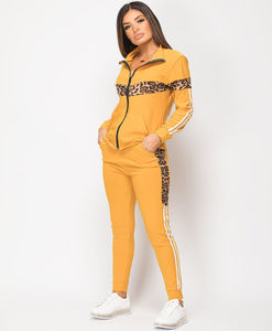 2024 nuevo diseño señoras leopardo Panel pulóver y Joggers conjunto de manga larga cuello redondo Multicolor mujeres chándal - Product Image 2