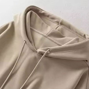 Custom Acid Wash Knitted Front Logo <b>Women's</b> High Cropped Hoodie Crop <b>Top</b> Hooded Pullover Sweatshirt Casual <b>Winter</b> - Product Image 3