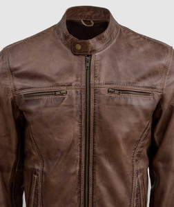 Vestes en cuir pour hommes Nouveau style vieilli en cuir d'agneau véritable de qualité supérieure à prix de gros pour l'extérieur - Product Image 4