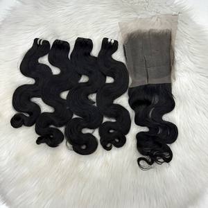 Venta al por mayor BODY WAVE NATURAL NEGRO CRUDO ÚNICO DONANTE CUTÍCULA ALINEADO EXTENSIONES HUMANAS VIETNAMITAS SUPER DOBLE TRAMA DE PIEL REMY - Product Image 4