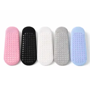 Semelles de cheville antidérapantes roses pour Pilates et Yoga, en silicone respirant, imprimé jacquard, maille en nylon, pour usage quotidien été comme hiver - Product Image 2
