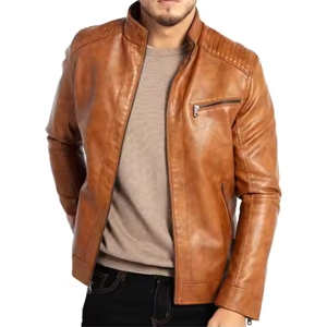 Veste en cuir de toile légère de haute qualité pour hommes pour l'hiver Veste d'extérieur à la mode à col montant pour hommes - Product Image 1