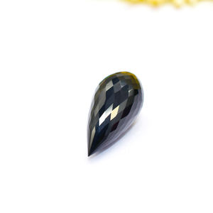 Pierre précieuse à facettes en onyx noir coupe en vrac 30MM environ gouttes à facettes en agate noire naturelle pour bijoux - Product Image 6