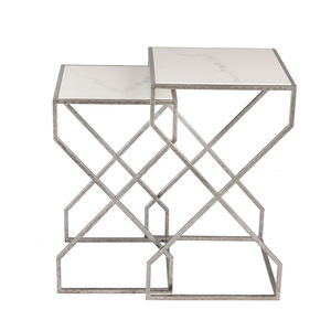 Luxury Istanbul Nesting <b>Table</b> with Quartzite Stone Top and Wrought Iron Base Factory Manufacturer Supplier - Product Image 4