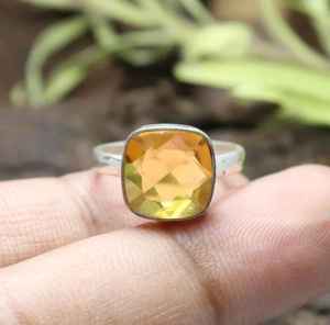 Bague en citrine, pierre précieuse, argent sterling 925, fabrication artisanale, pierre de naissance de novembre, bijoux pour tous les jours - Product Image 6