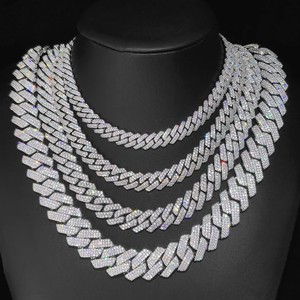 Colliers cubains en argent sterling personnalisables en or blanc certifié 1k, chaînes glacées en zircon de haute qualité, chaînes fines tendance - Product Image 3