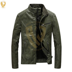 Vente en gros pakistanaise Veste en cuir décontractée pour hommes avec tissu en toile Nouvelle veste de moto avec ceinture latérale de conception OEM - Product Image 5