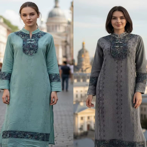 New Wholesale Rayon Embroidered Floor-Length Maxi for Women Intricate Thread Embroidery Bohemian <b>Vintage</b> Style Floral Pattern - Product Image 1