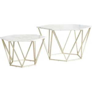 Durable Modern <b>White</b> Solid Wood Nesting Coffee <b>Tables</b> Simple Smart Living Room Furniture with Nesting Feature - Product Image 3