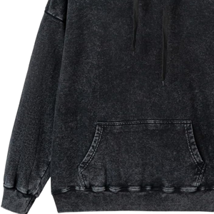 Charcoal <b>Black</b> Acid Washed Hoodie Oversized Pullover Vintage Texture Soft <b>Fleece</b> Streetwear Sweatshirt Winter Wear For Men Women - Product Image 3