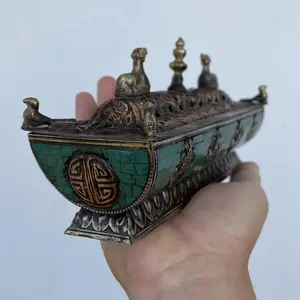 Quemador de Incienso Decorativo de Latón Estilo Barco Bakhoor |   Aroma Religioso para el Hogar con Fragancia Duradera y 100% Natural - Product Image 1