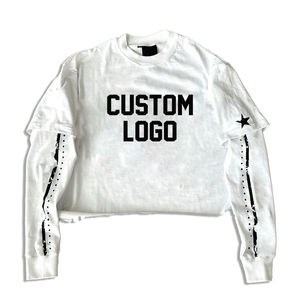 Camisetas de Manga Larga Extra Grandes para Hombre OEM, Nuevo Modelo, Personalizadas con Estampado de Letras en Relieve, Camisetas de Cuello Redondo de Alta Calidad - Product Image 4