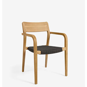 Muebles de Exterior, Silla de Jardín de Madera de Teca Sólida, Silla de Restaurante de Mimbre Negro, la Mejor Calidad - Feb - Product Image 1