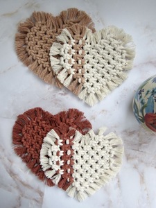 Vente en gros de sous-verres de table en coton macramé faits à la main décor bohème napperons en coton style bohème déco avec corde - Product Image 5