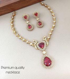 Conjunto de collar con acabado mate CZ perfecto para ropa de fiesta collar mínimo con pendientes último diseño hermoso con acabado Premium - Product Image 5