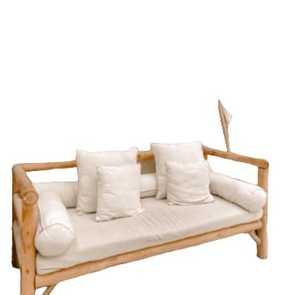 Nouveau canapé de luxe de couleur blanche de style moderne avec coussins mobilier d'extérieur en osier canapé de salon moderne en tissu de patio en bambou - Product Image 5