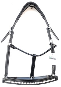 บังเหียนม้าหนังแท้แบบกายวิภาคศาสตร์ ประดับคริสตัล ลดแรงกดที่ศีรษะ พร้อมแผ่นรองศีรษะสำหรับการแสดงขี่ม้า - Product Image 5