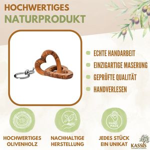 Porte-clés en bois d'olivier avec cœurs entrelacés - un cadeau pour de multiples occasions - Product Image 3