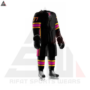 Ensembles d'uniformes de hockey sur glace dernier modèle taille et couleur/logo personnalisés 100% polyester respirant séchage rapide et sans couture de haute qualité pour adultes - Product Image 4