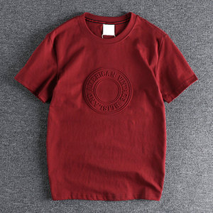 Venta al por mayor 100% algodón O-cuello camisetas para hombres de alta calidad en relieve y transpirable personalizado en relieve de impresión camisetas para hombres - Product Image 5