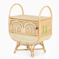 Coiffeuse Boho en rotin tissée à la main pour enfants Coiffeuse en osier avec chaise pour enfants OEM et emballage au Vietnam