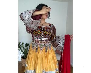 Vêtement de mariage ethnique traditionnel pakistanais pashtun, fait main, vintage, longueur au sol, manches longues, anti-rides, respirant - Product Image 3