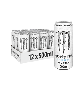 Bebida Energética Auténtica Monster Ultra White Sin Azúcar, 24 Latas de 500ml, 160mg de Cafeína, Sabor Cítrico, Venta al Por Mayor - Product Image 1