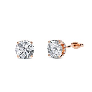 Boucles d'oreilles élégantes à halo simple en diamant rond, 0,60 ct, diamant de laboratoire en platine, pour occasions spéciales et soirées. - Product Image 1