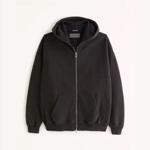 OEM Sweat à capuche zippé à double capuche pour hommes, poids lourd, logo personnalisé, sweats à capuche Boxy oversize à double fermeture éclair en éponge française avec impression bouffante - Product Image 5