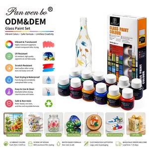 Ensemble de peinture <span class=keywords><strong>pour</strong></span> vitraux Panwenbo, 12 couleurs/25 ml, peinture transparente <span class=keywords><strong>pour</strong></span> verre, non toxique, imperméable, <span class=keywords><strong>pour</strong></span> la peinture sur verre - Product Image 2