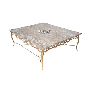 Mesa de Centro de Lujo con Tapa de Mármol Premium y Base de Latón Intrincada, Perfecta para Decoración Elegante de Sala de Estar - Product Image 1