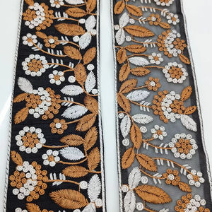 Tela de encaje bordada de Jacquard Premium, diseños tejidos intrincados, bordado ecológico para zapatos, vestidos, vestidos, decoración del hogar - Product Image 1