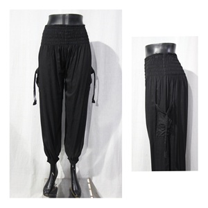 Customized <b>Women's</b> <b>Summer</b> Eco-Friendly Breathable Cotton <b>Trousers</b> High-Waisted Loose Fit Flat Front Streetwear Elastic Waist - Product Image 4