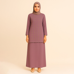 Bunga Raya Modest BAJU KURUNG SET Polyester Breathable Plus Size Floor Length Long Sleeve <b>Wedding</b> & Eid Design - Product Image 5