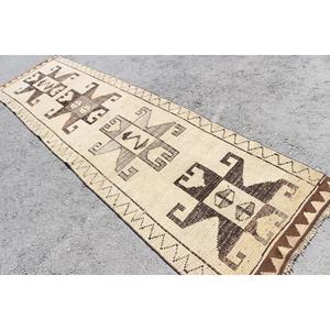 Tapis de couloir vintage 3,1 x 11,4 pieds, tapis turc marron à imprimé animal - Product Image 4