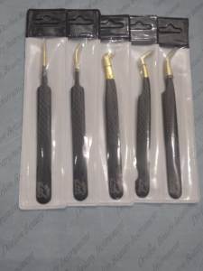 Pinzas de pestañas recubiertas de Color negro Diamond Grip Pinzas de extensión de pestañas curvas y volumen de logotipo privado de acero inoxidable - Product Image 3