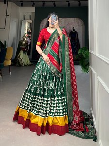 Nouvelle robe de soirée en soie Dola Minakari et imprimé feuille Lehenga Choli peut être cousue pour la collection Navratri - Product Image 5
