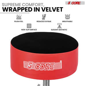 5 Core Drum Throne 5 Padded Guitar <b>Stool</b> Adjustable 310lbs Capacity Heavy Duty Seat w Velvet Top - Product Image 5