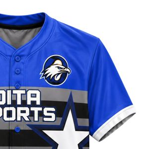 Camiseta de Béisbol Azul Rey y Gris – Camisa de Béisbol Personalizada con Botones al Frente, Uniforme Deportivo Transpirable para Hombres y Mujeres - Product Image 6