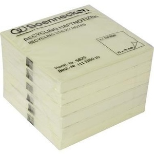 Soennecken Oeco Recycling Sticky Notes 75 X 75 mm Yellow 100 Sheets/<b>Pad</b> 6 <b>Pads</b>/ Pack - Product Image 1