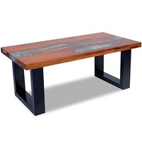 Table basse en bois époxy bleu ciel sur mesure, mobilier de salon de qualité supérieure, tabouret de thé professionnel Vintage